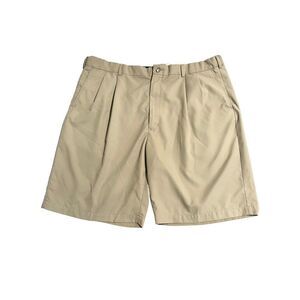 Pro Tour Mens Shorts Tan Adult Size 42 Khaki Pleated Golf Chino Polyester